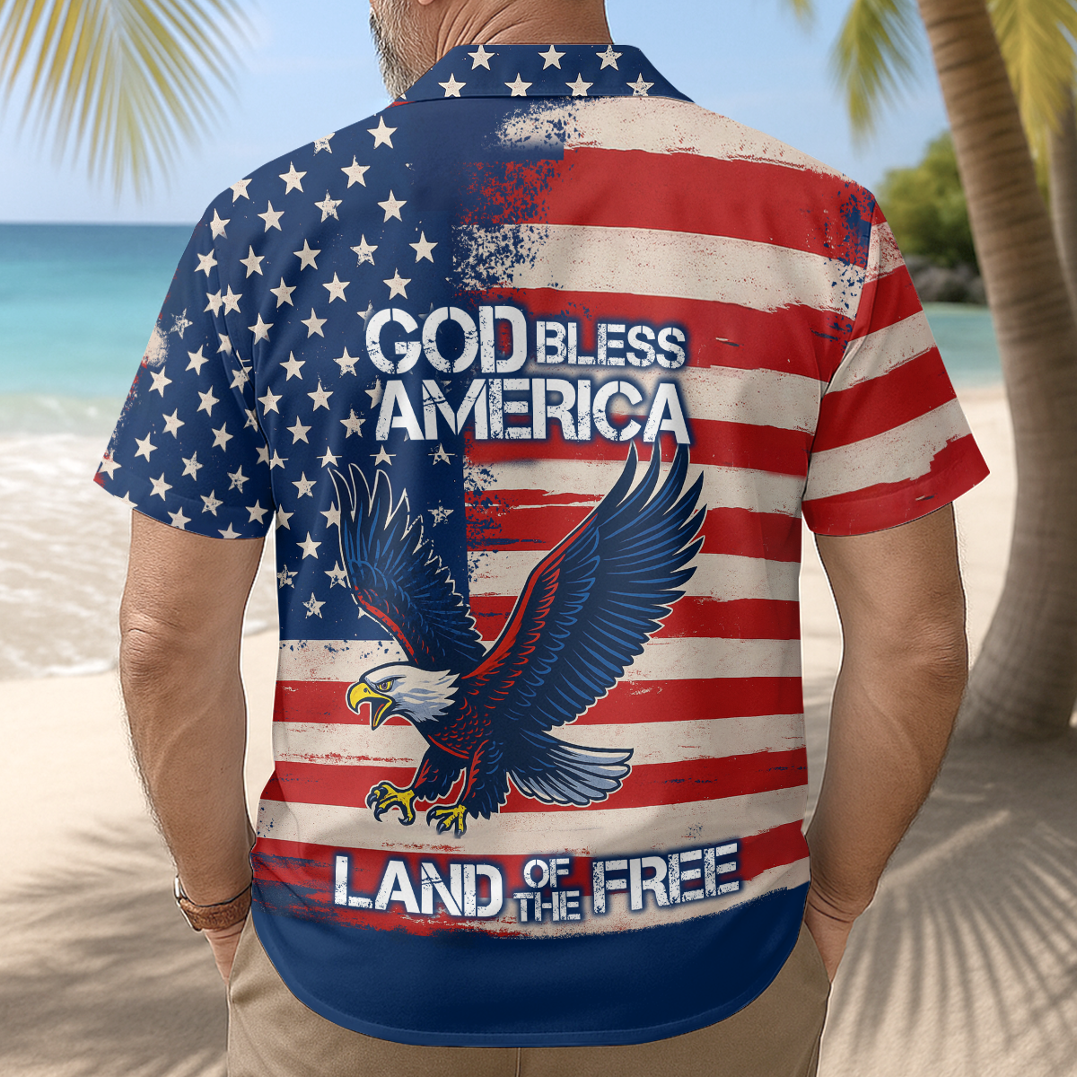 Land Of The Free Flag American - Hawaiian Shirt