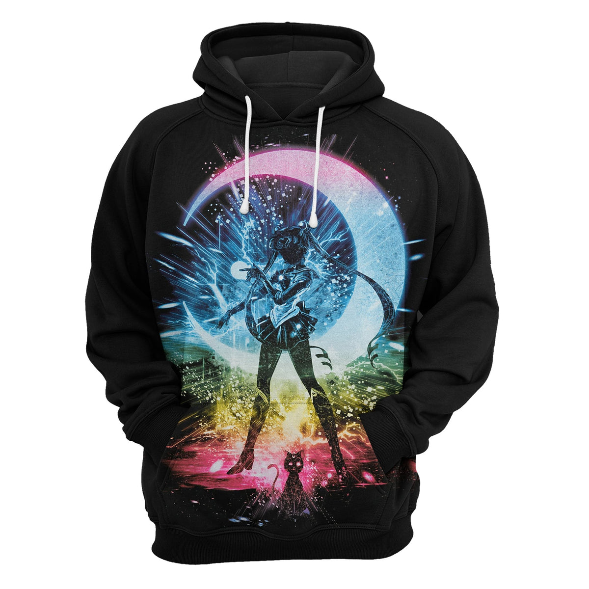 Sailor Moon Hoodie Sailor Moon Pose Radiant Color Black Hoodie Anime Clothing
