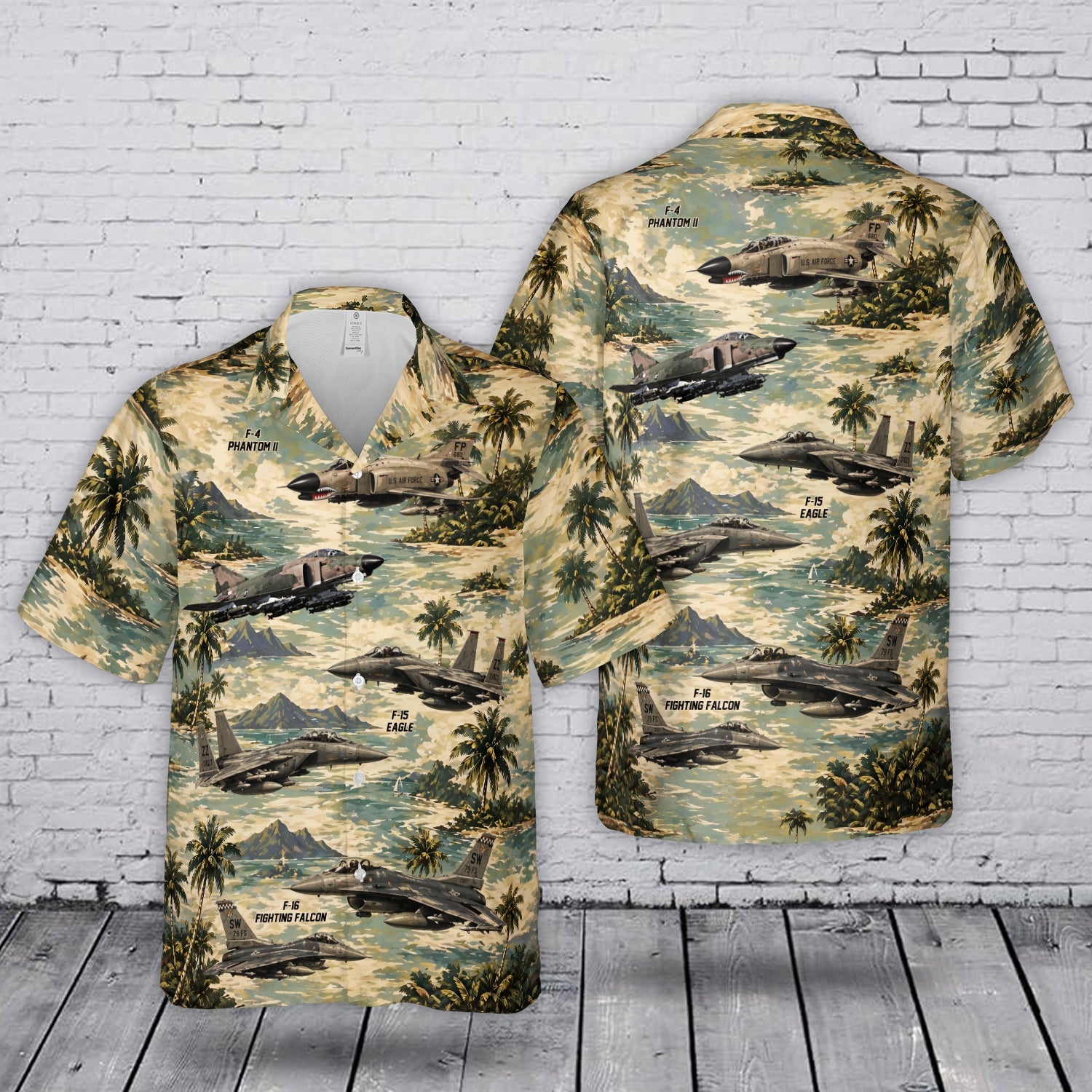 USAF F-4 Phantom II F-15 Eagle F-16 Fighting Falcon Hawaiian Shirt