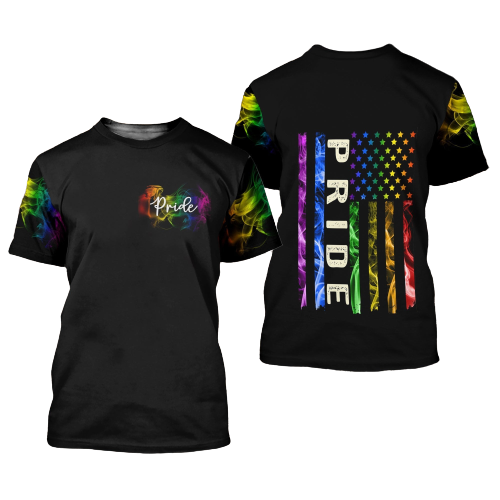 LGBT Shirt LGBT Color American Flag Pride Black T-shirt Hoodie Adult Unisex Full Print