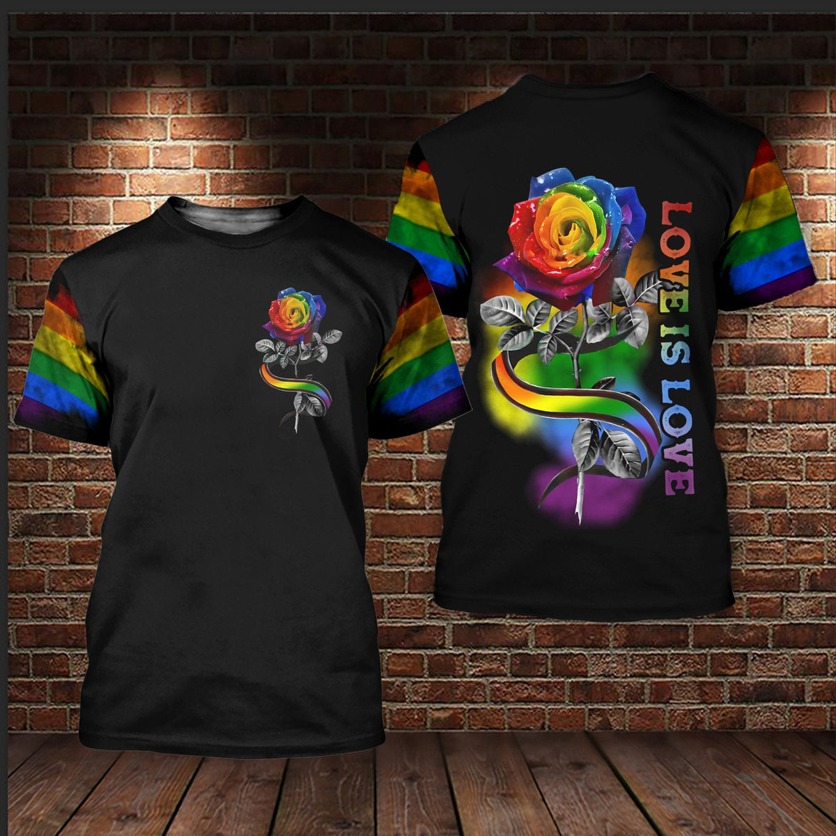 LGBT T-shirt Rainbow LGBT Rose Love Is Love T-shirt Hoodie Adult Unisex Full Print