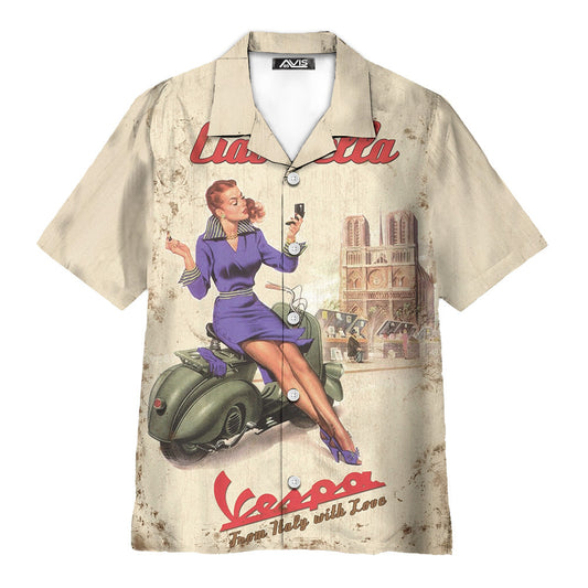Ciao Bella Vespa Retro Poster Beauty - Hawaiian Shirt