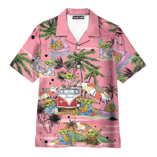 Stwa Disney Baby Yoda Pink Hawaiian Shirt