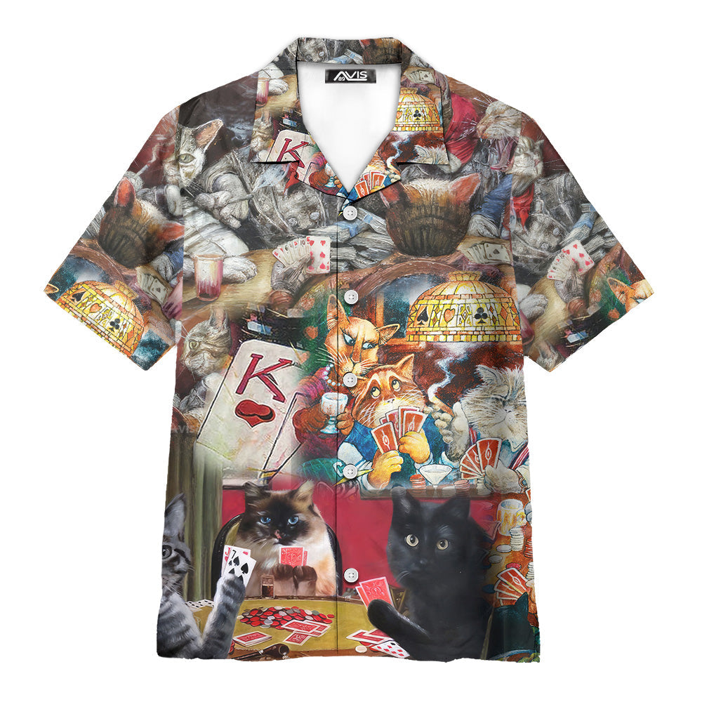 Poker Beautiful Cats Play Poker - Hawaiian Shirt