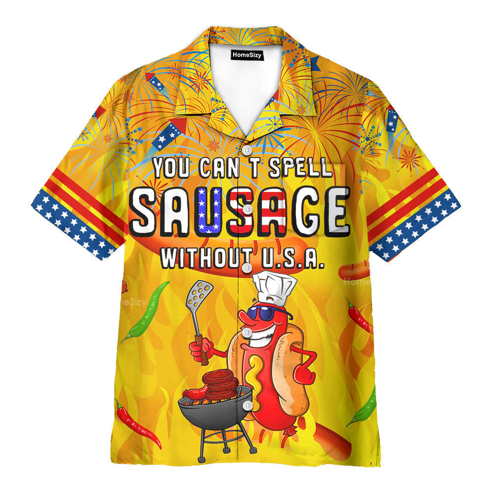 Funny BBQ Sausage Hawaiian Shirt - 4th of July USA Grilling - Custom Hawaiian Shirt