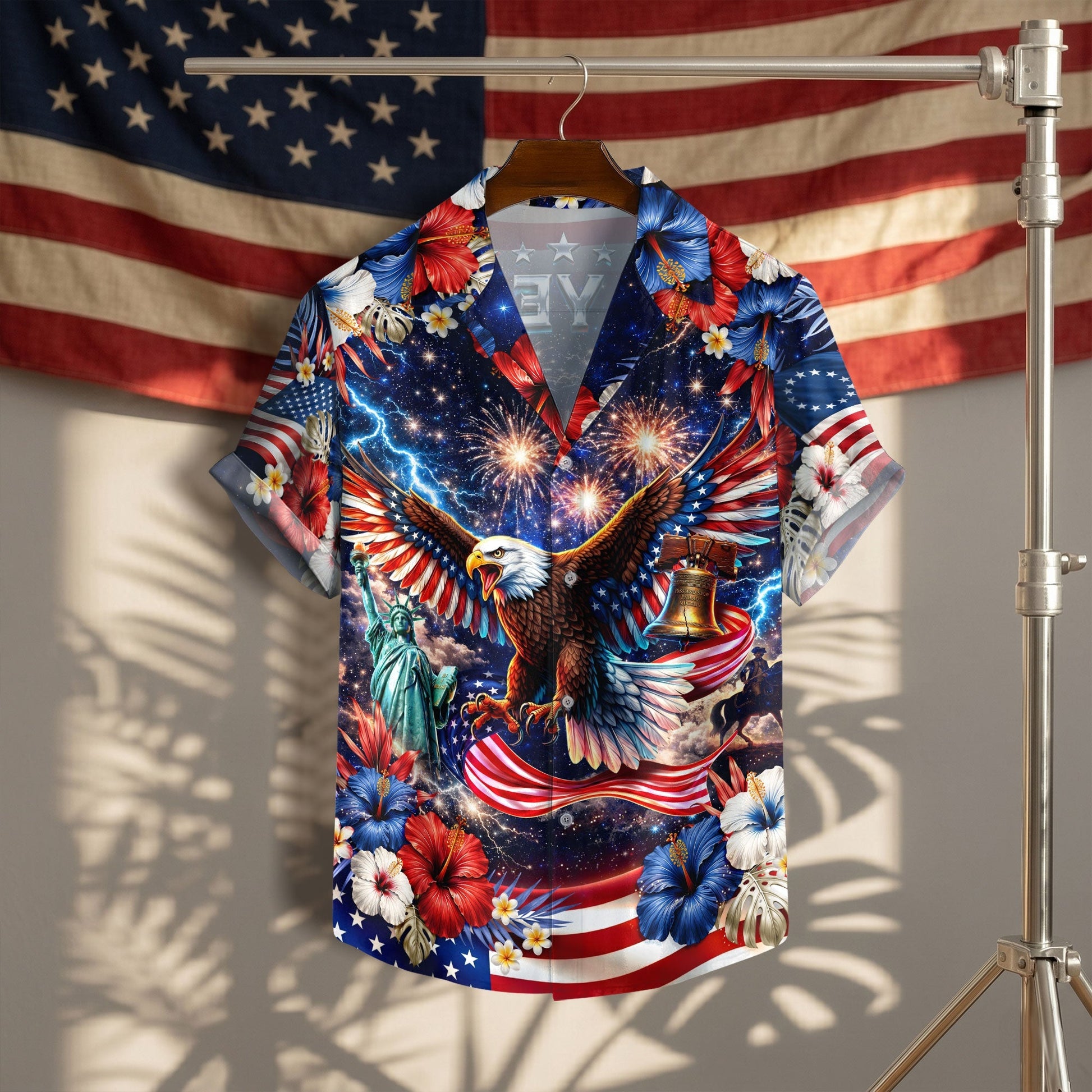 250 Years 1776 2026 Eagle Liberty Bell Hawaiian Shirt - Patriotic Gift For Him