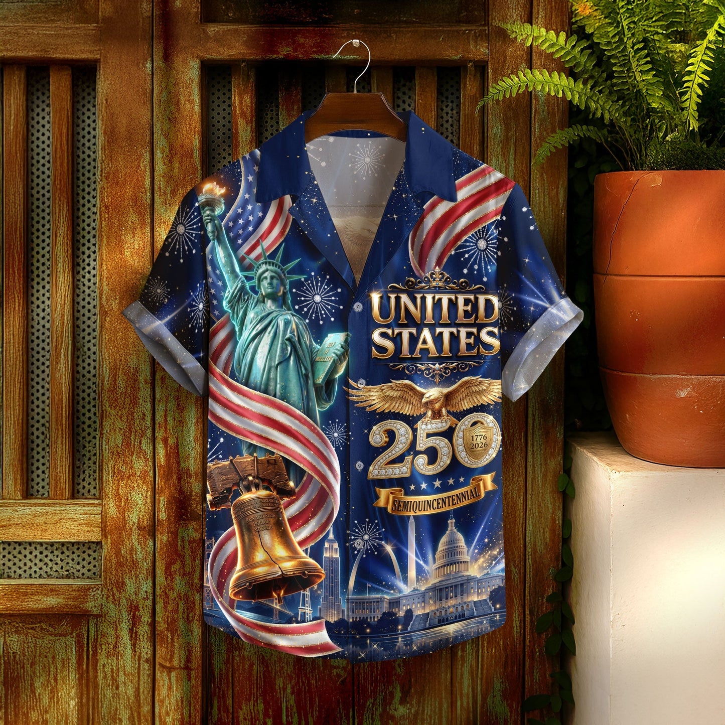 United States 250 Years Eagle Liberty Bell Hawaiian Shirt - Patriotic Gift For Him