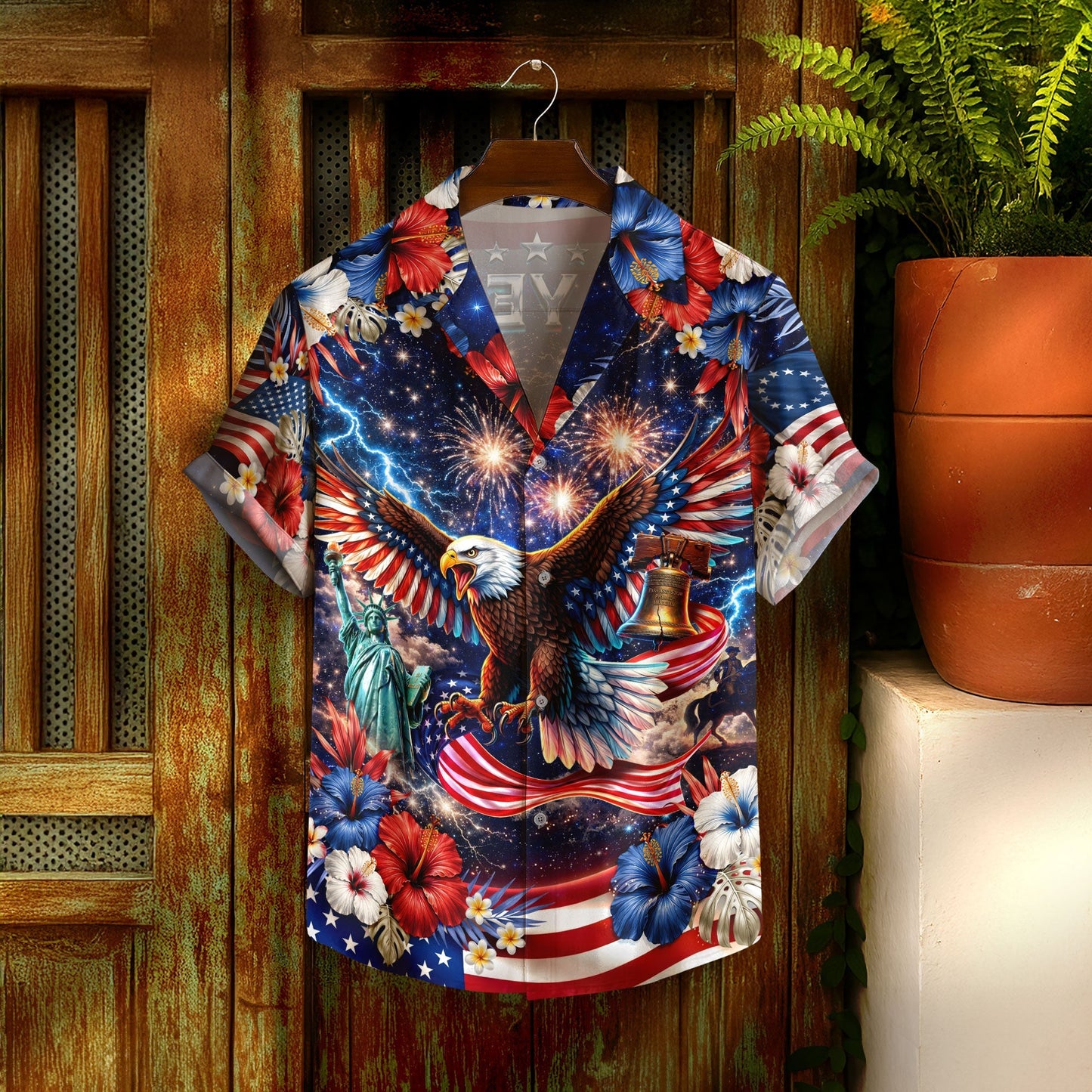 250 Years 1776 2026 Eagle Liberty Bell Hawaiian Shirt - Patriotic Gift For Him