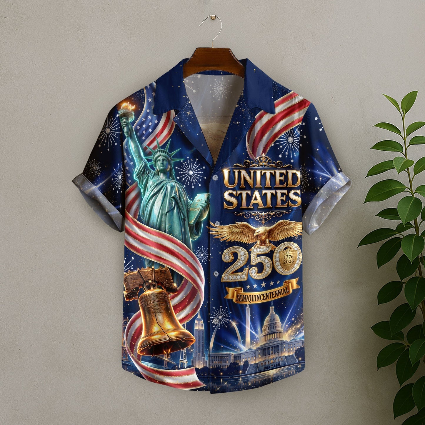 United States 250 Years Eagle Liberty Bell Hawaiian Shirt - Patriotic Gift For Him