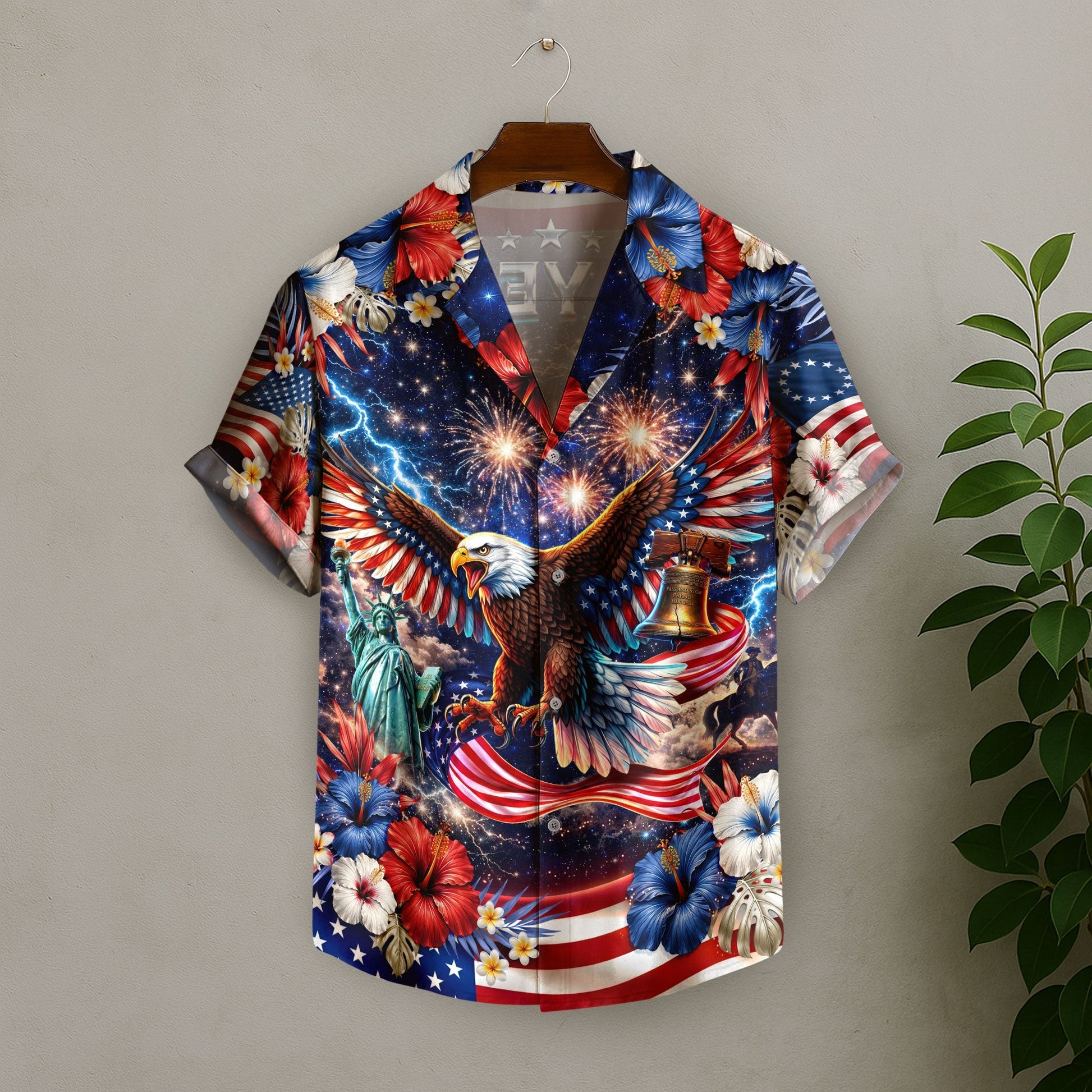 250 Years 1776 2026 Eagle Liberty Bell Hawaiian Shirt - Patriotic Gift For Him