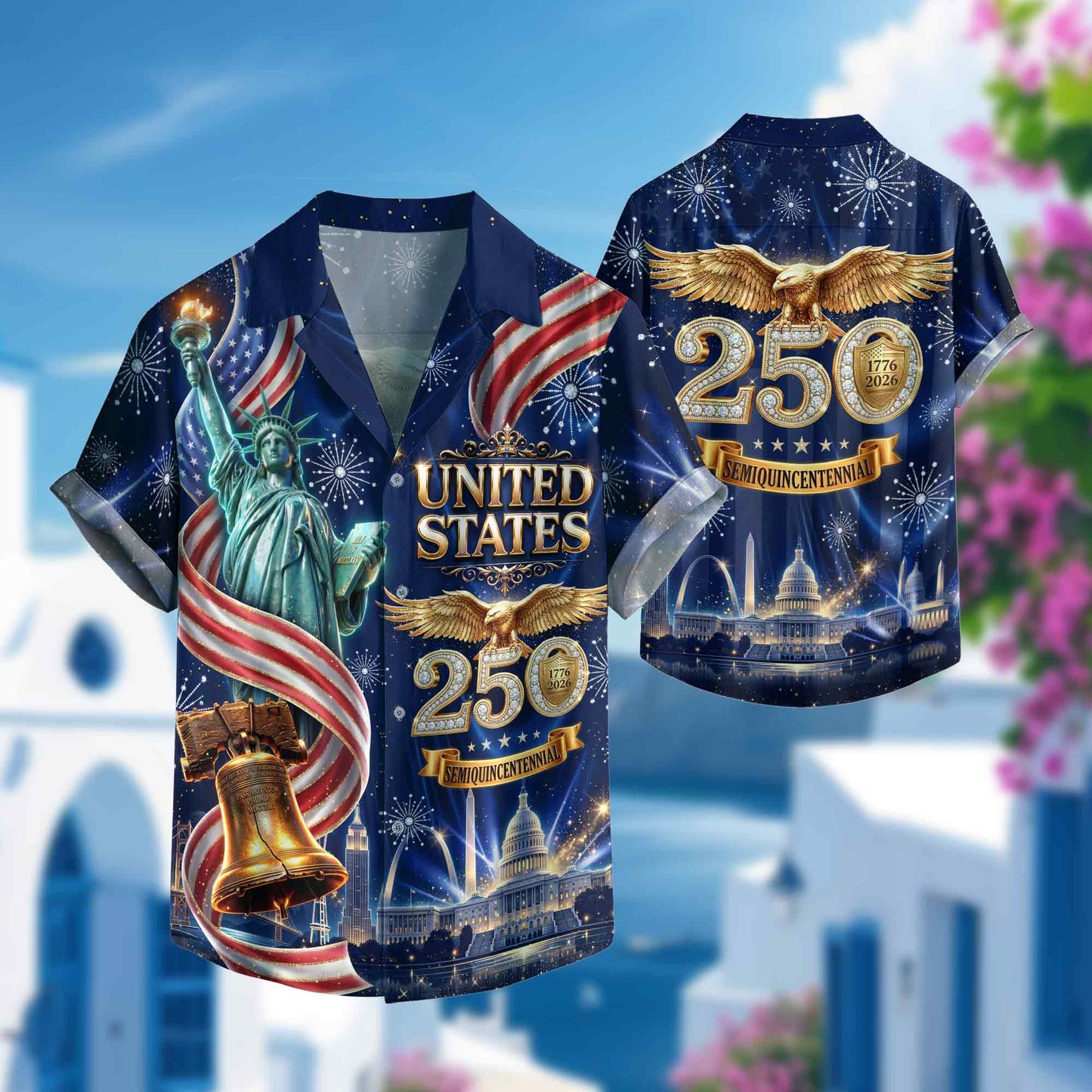 United States 250 Years Eagle Liberty Bell Hawaiian Shirt - Patriotic Gift For Him