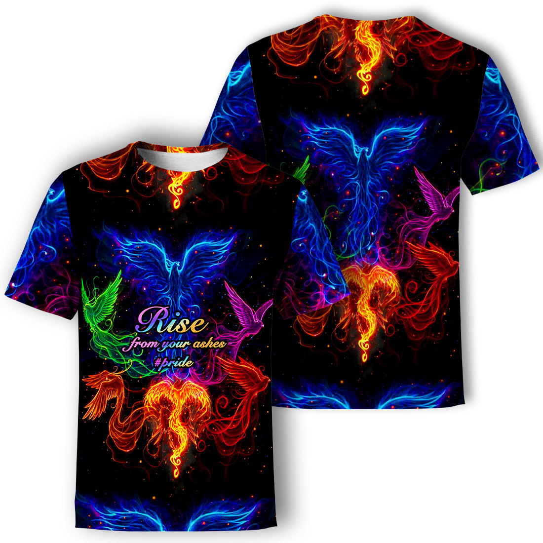 LGBT Pride Shirt Rise From Your Ashes Rainbow Birds T-shirt Hoodie Adult Unisex Full Print