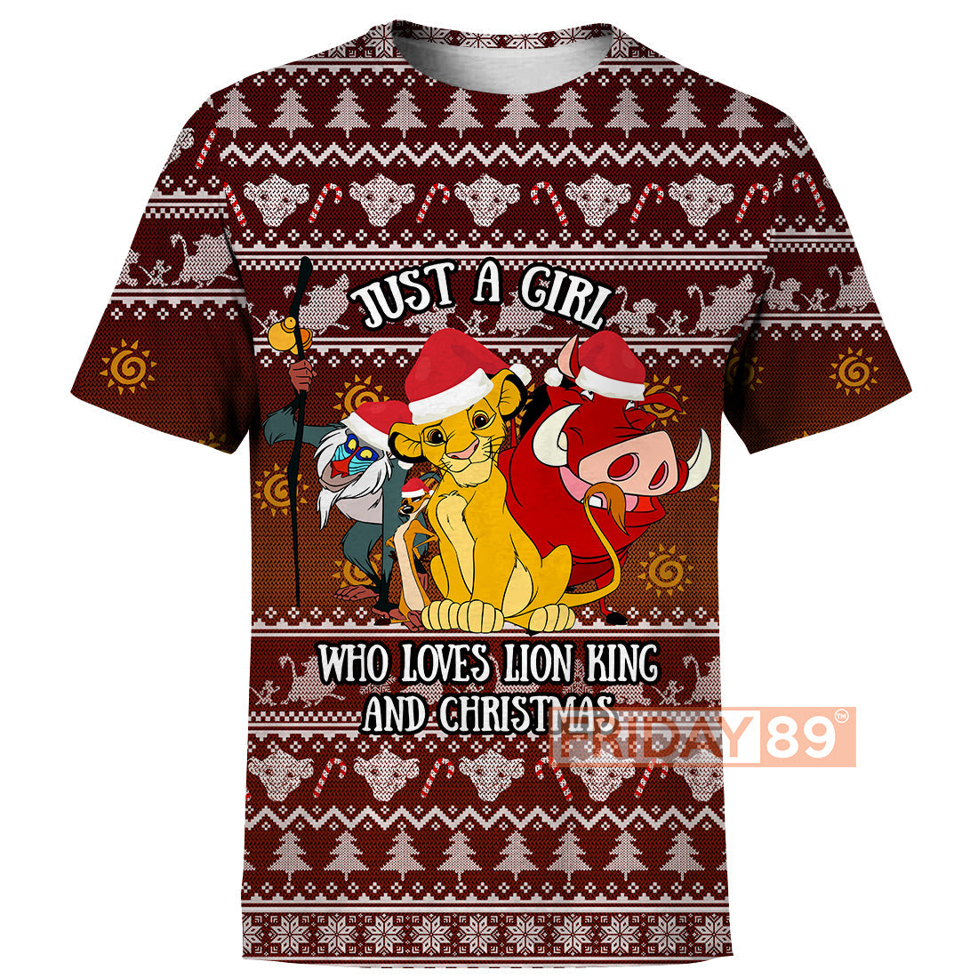 LK T-shirt Just A Girl Who Loves Lion King And Christmas T-shirt DN Hoodie Sweater Tank