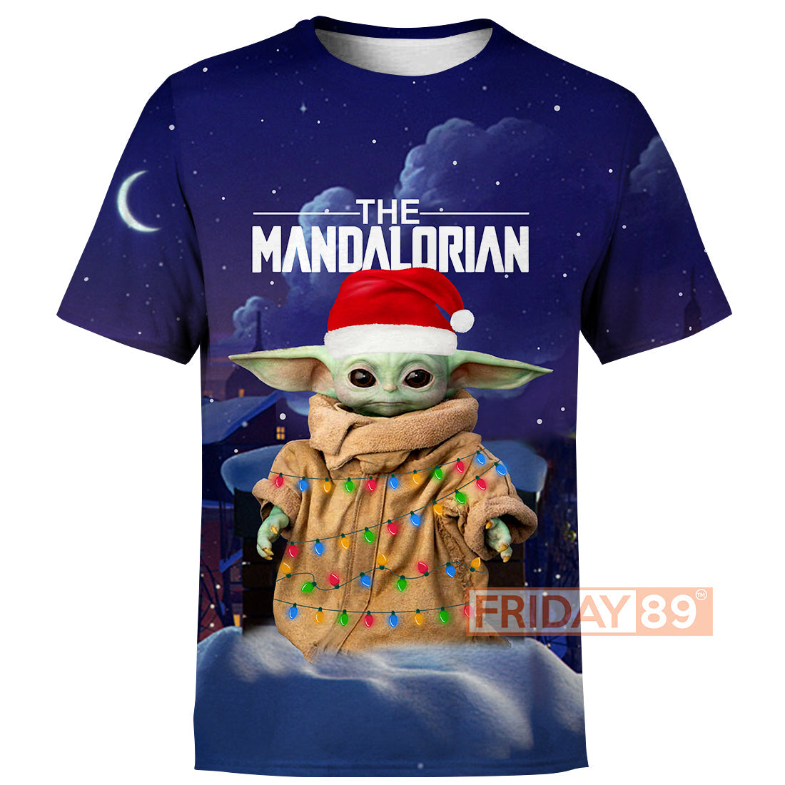 SW T-shirt SW Baby Yoda Christmas Light The Mandalorian T-shirt Cute SW Hoodie Sweater Tank 2025