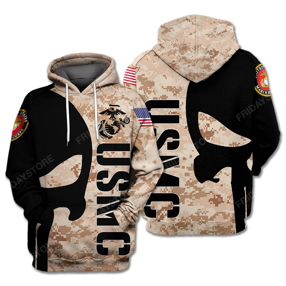Friday89 Veteran Hoodie Mens Womens USMC Hoodie US Marine Corps  All Over Print Shirt