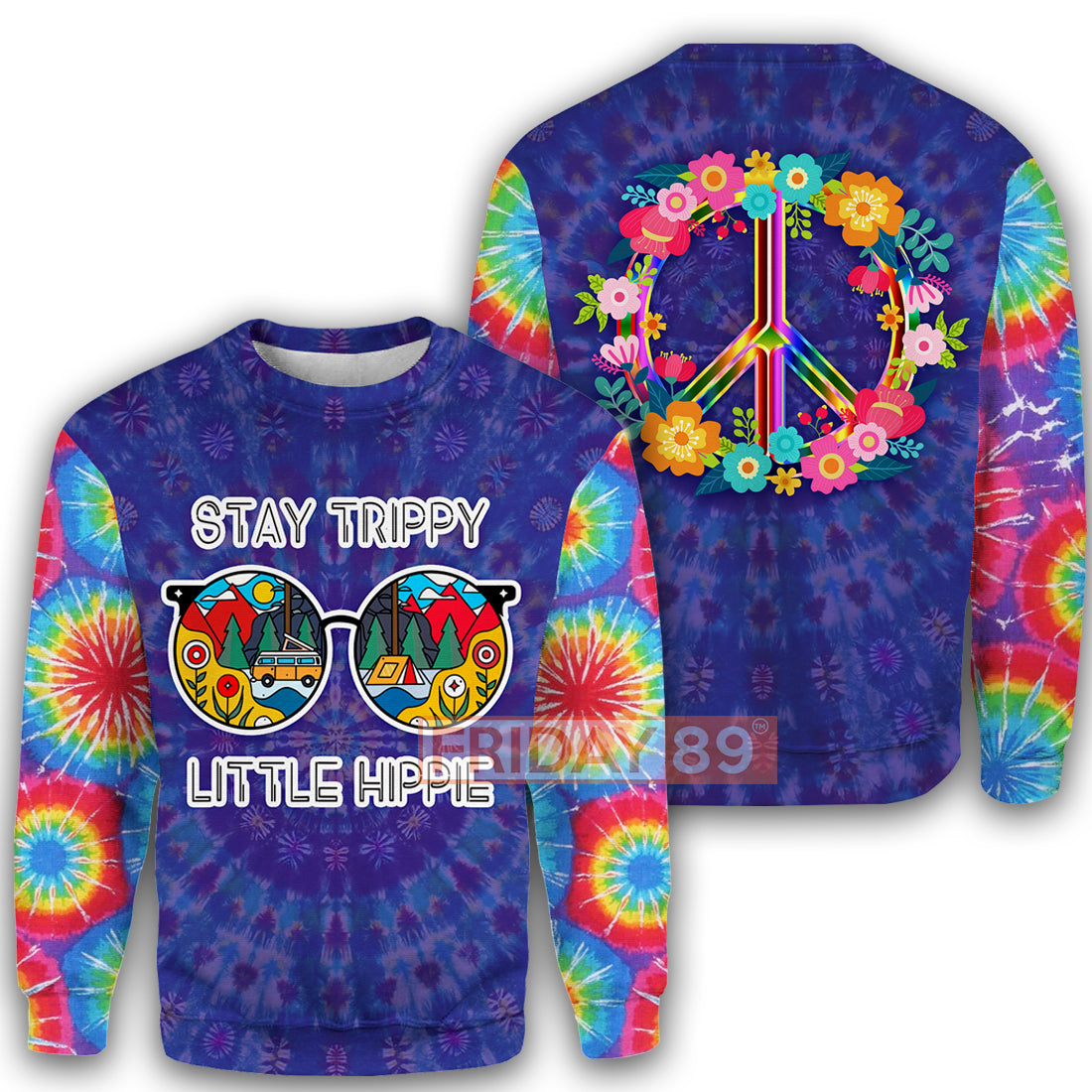 Hippie Hoodie Little Hippie Peace Love Tie Dye T-shirt Hoodie Adult Full Print
