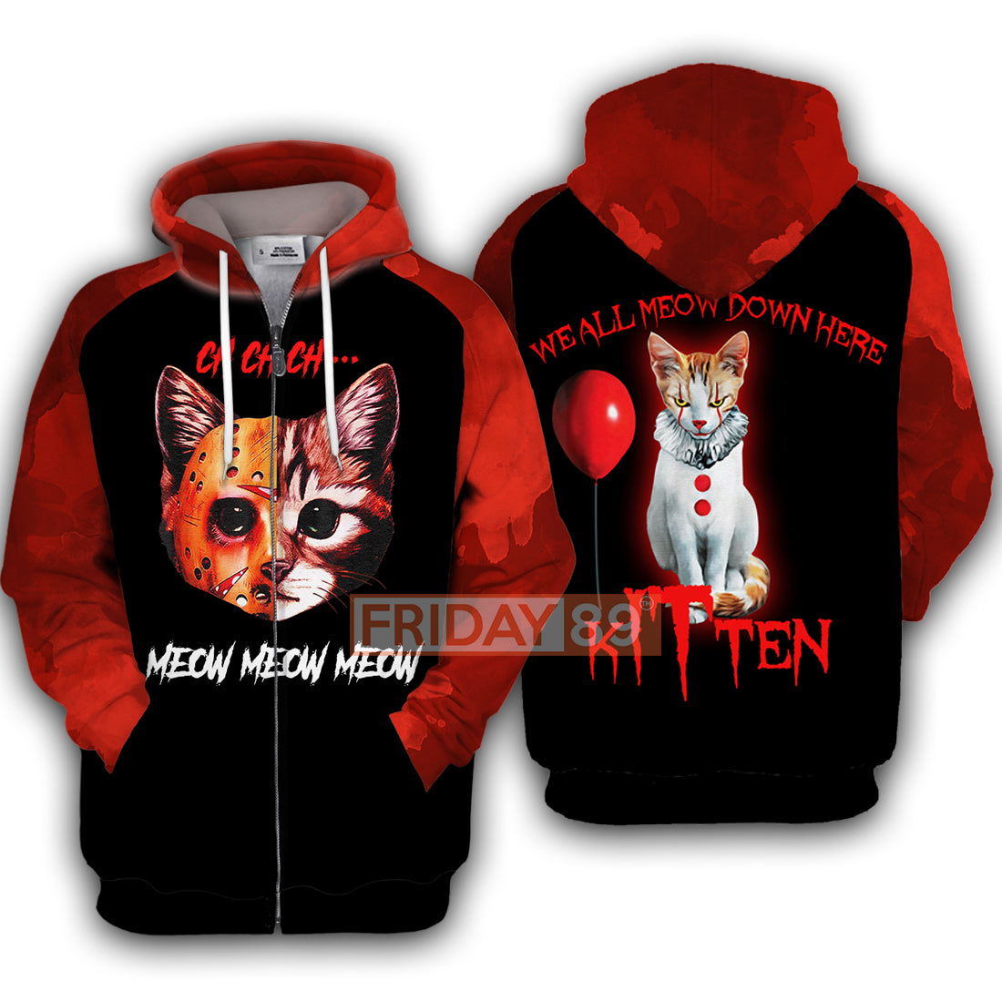 Horror Cat T-shirt Horror Cat Ch Ch Ch Meow Meow Meow T-shirt Cool Horror Cat Hoodie Sweater Tank 2023