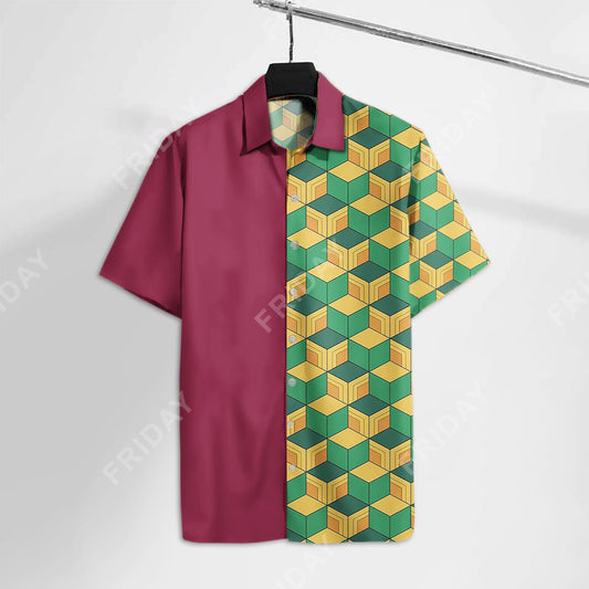  Demon Slayer Hawaii Shirt Giyu Tomioka Uniform Kimetsu No Yaiba Hawaiian Shirt Demon Slayer Aloha Shirt