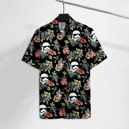 SW Stormtrp Helmets And Droid Hawaii Tshirt