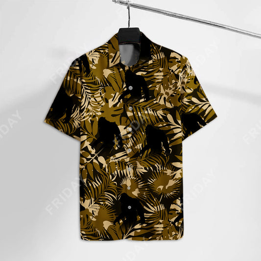 Bigfoot Hawaiian Shirt Bigfoot Tropical Jungle Brown Pattern Hawaii Aloha Shirt