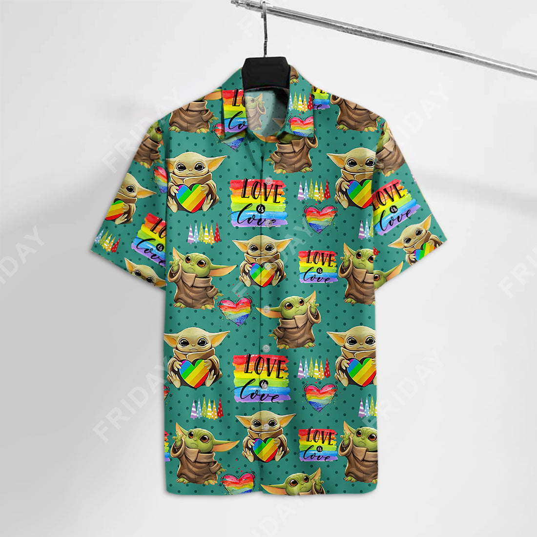  LGBT Hawaii Shirt Grogu LGBT Rainbow Love Is Love Pattern Hawaiian Shirt LGBT Aloha Shirt 