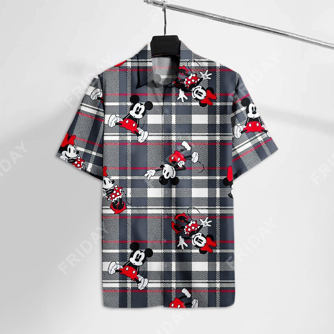  DN Hawaiian Shirt Mouses Plaid Grey Hawaii Aloha Tshirt