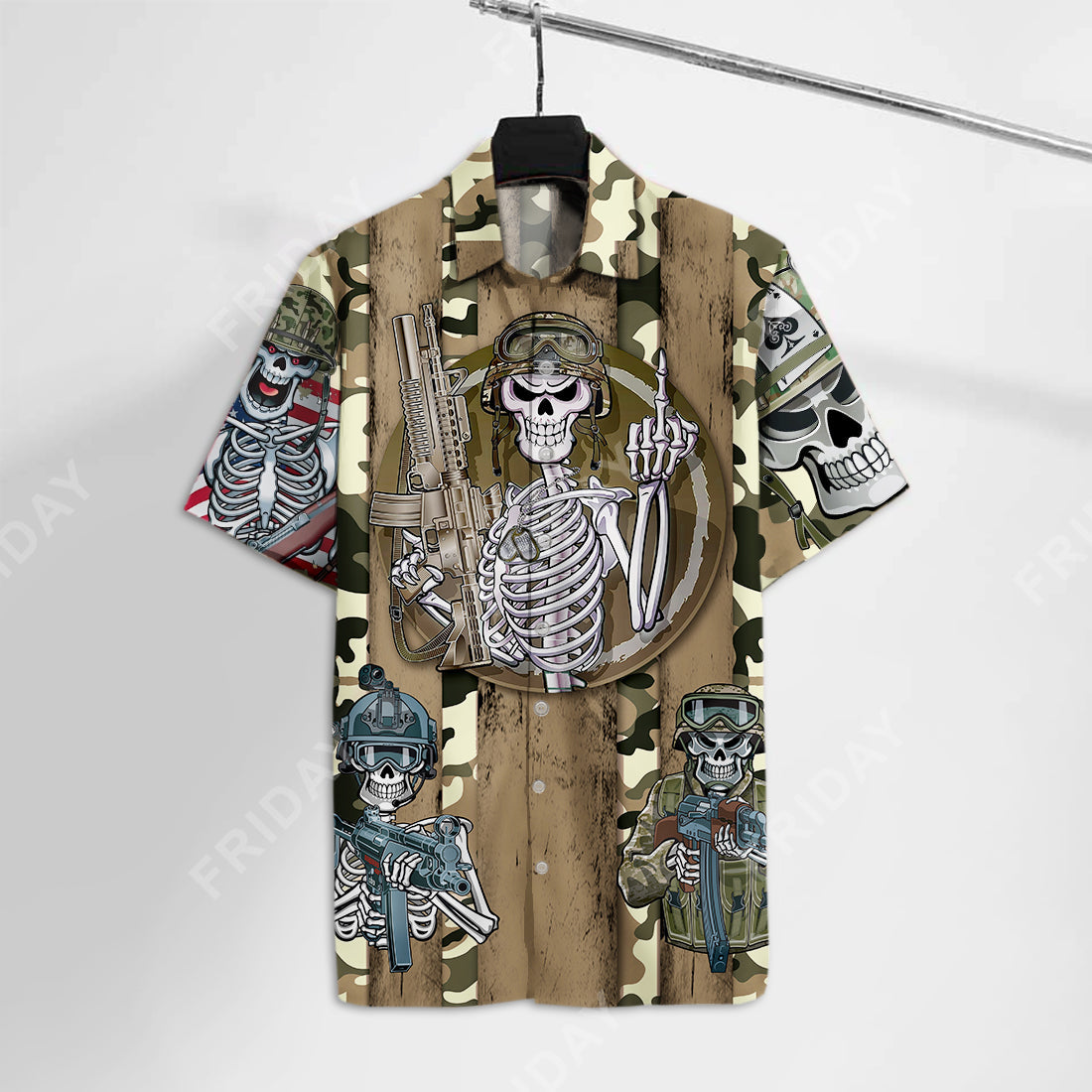 NoClaws Veteran Hawaiian Shirt Skull Soldier Aloha Shirt