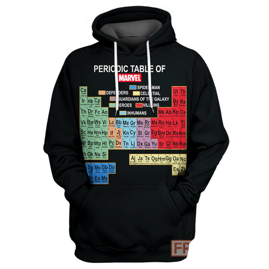 MV Hoodie Periodic Table Of Marvel T-shirt MV Shirt Sweater Tank