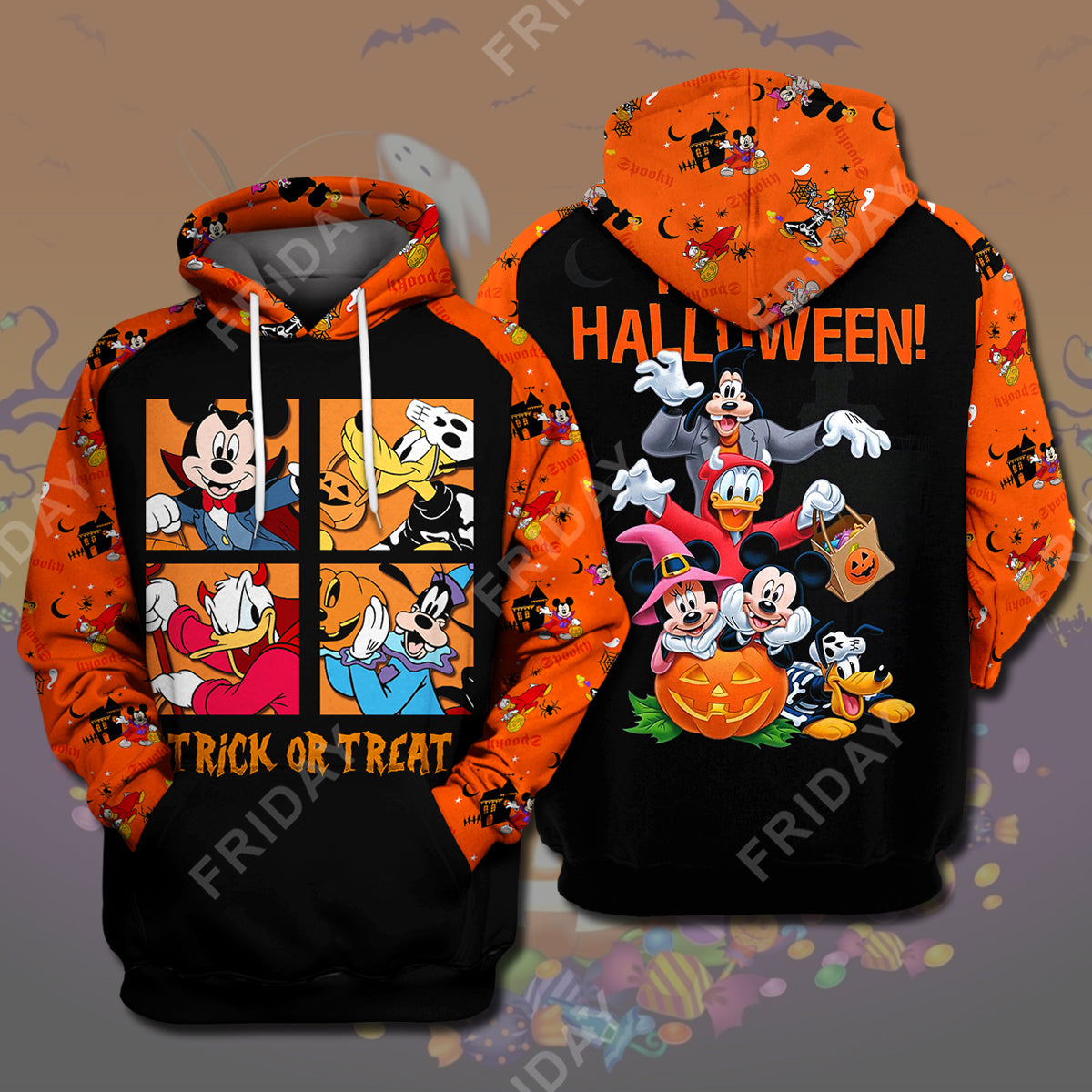 DN T-shirt House Trick Or Treat Happy Halloween T-shirt Cute DN MK Mouse Hoodie Sweater Tank DN Halloween Hoodie Shirt
