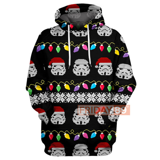 SW T-shirt Stormtrooper Emoji Christmas Light T-shirt Cute High Quality SW Hoodie Sweater Tank