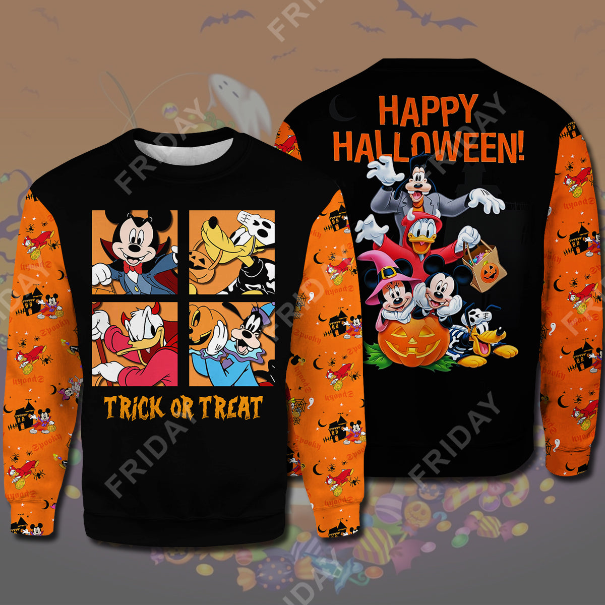 DN T-shirt House Trick Or Treat Happy Halloween T-shirt Cute DN MK Mouse Hoodie Sweater Tank DN Halloween Hoodie Shirt