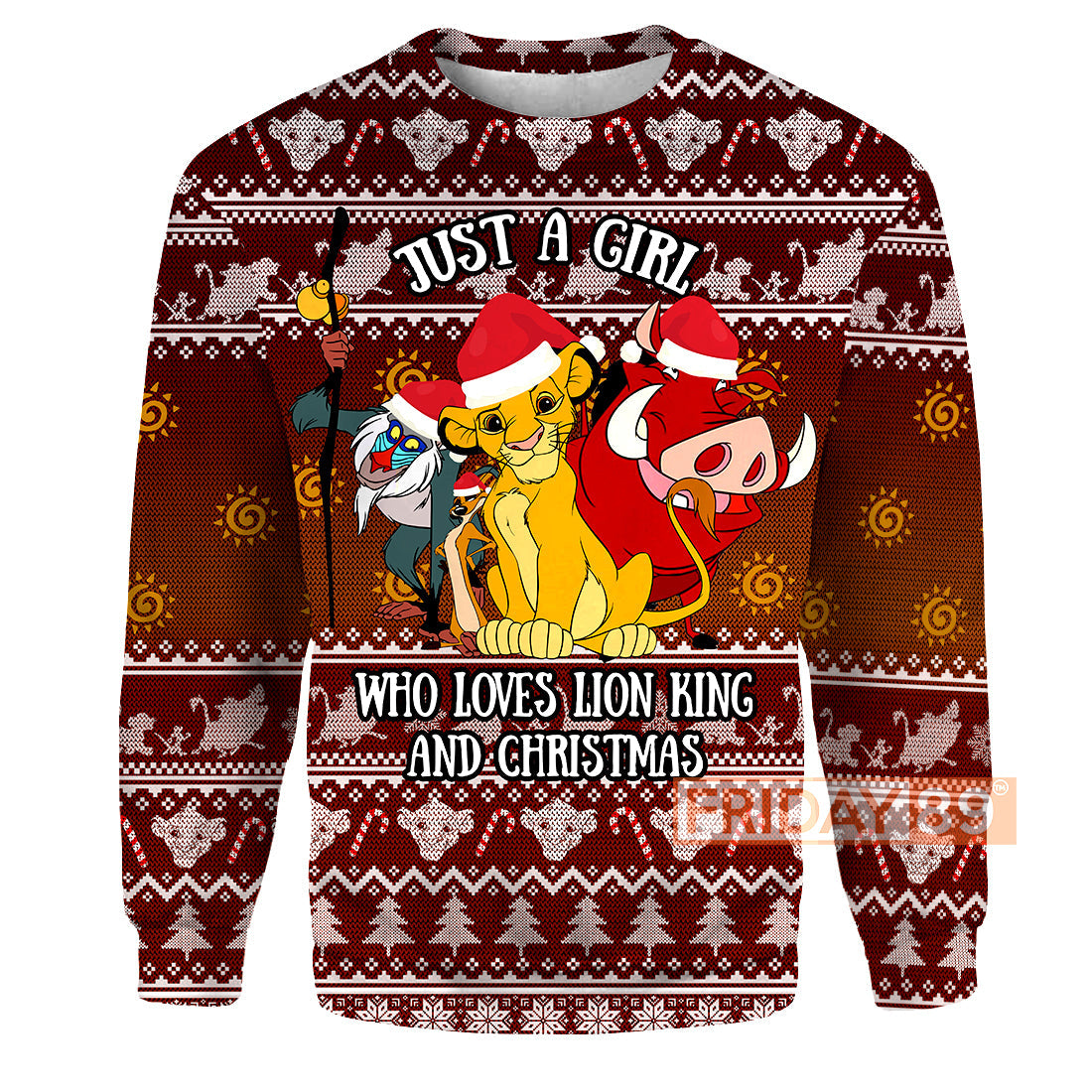 LK T-shirt Just A Girl Who Loves Lion King And Christmas T-shirt DN Hoodie Sweater Tank