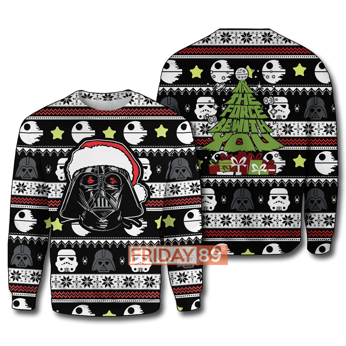 SW T-shirt D.Vader May The Force Be With You Christmas Pattern T-shirt SW Hoodie Sweater Tank 2023