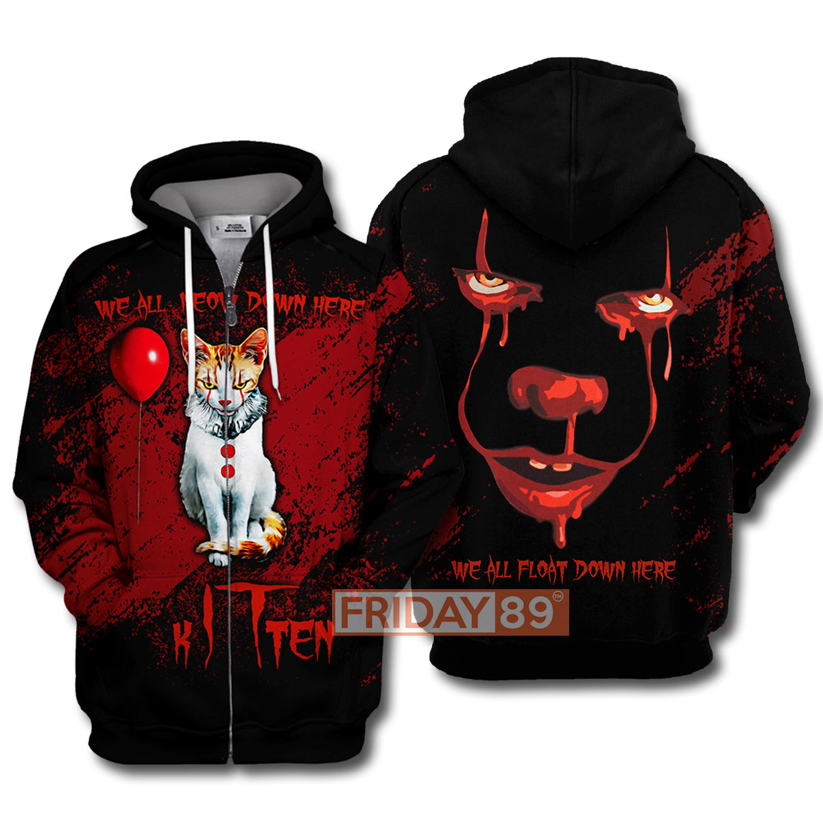 Horror Cat T-shirt We All MEOW Down Here T-shirt High Quality Horror Cat Hoodie Sweater Tank 2025