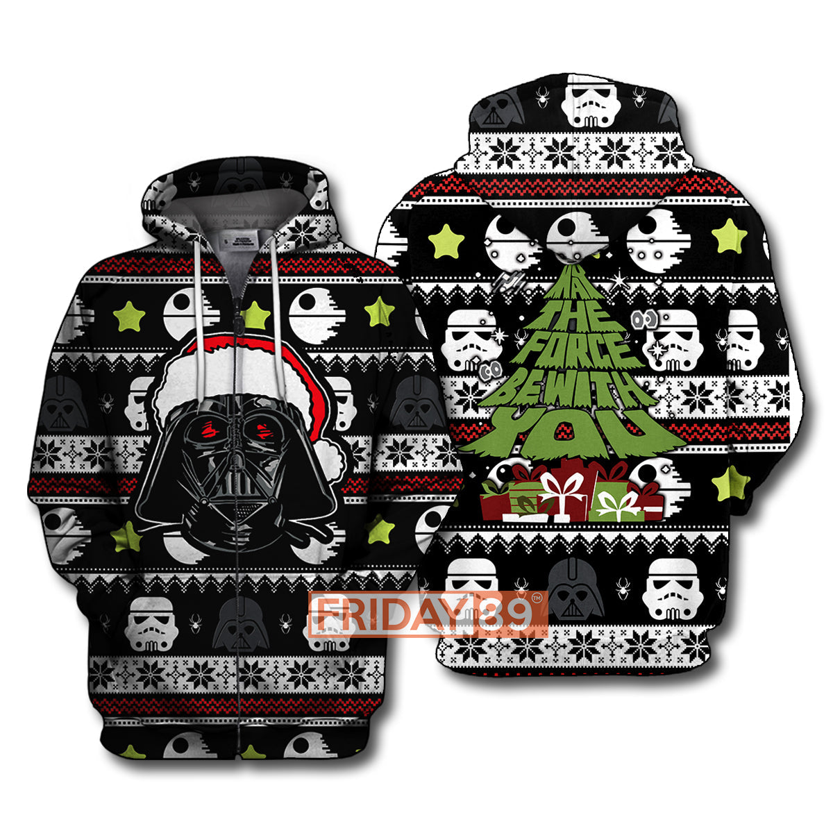 SW T-shirt D.Vader May The Force Be With You Christmas Pattern T-shirt SW Hoodie Sweater Tank 2025
