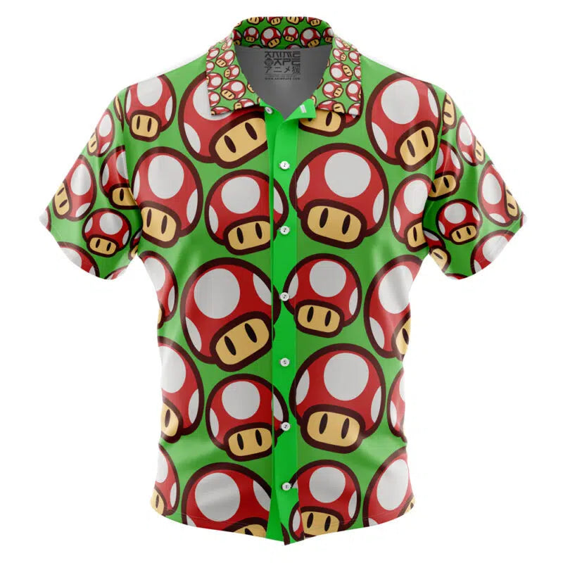 Mushroom Super Mario Bros Button Up Hawaiian Shirt