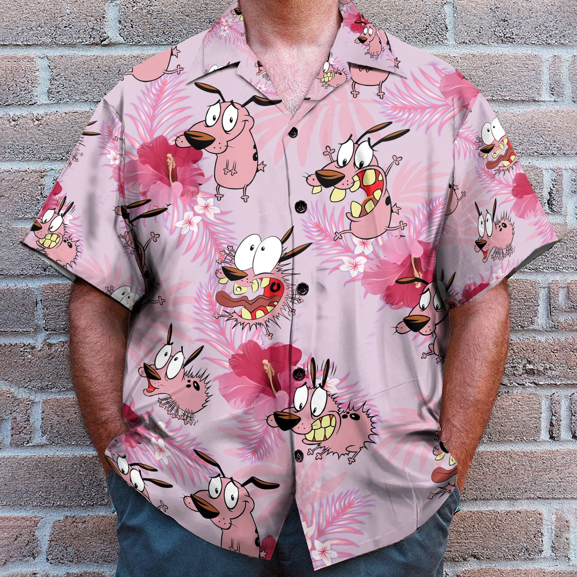 Courage The Cowardly Dog Floral Tropical Hawaiian Shirt