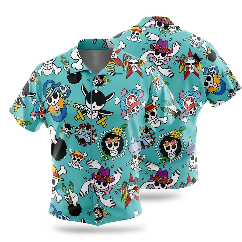 One Piece Jolly Rogers Button Up Hawaiian Shirt | One Piece Universe Store
