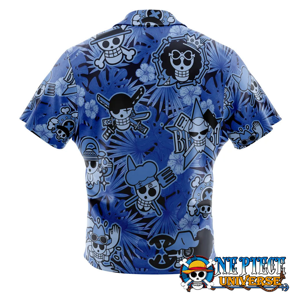 One Piece Jolly Roger Symbol Button Up Hawaiian Shirt | One Piece Universe Store