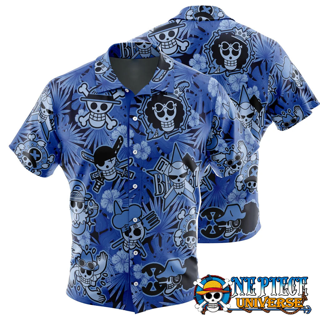 One Piece Jolly Roger Symbol Button Up Hawaiian Shirt | One Piece Universe Store