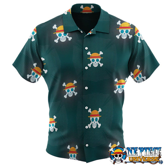 One Piece Straw Hat Symbol Button Up Hawaiian Shirt | One Piece Universe Store