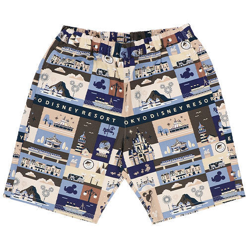 Disney Shorts Tokyo Disney Resort Pattern Beach Shorts Blue