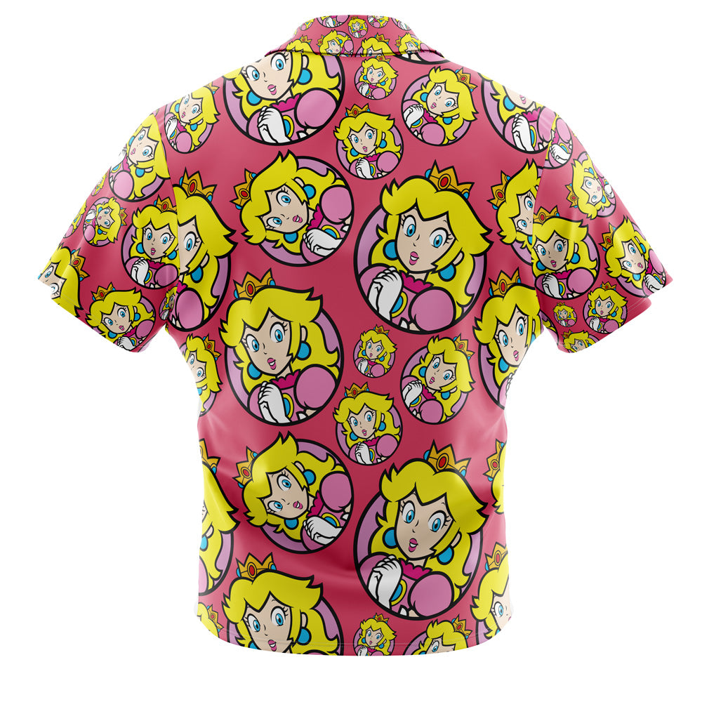 Princess Peach Super Mario Bros Button Up Hawaiian Shirt