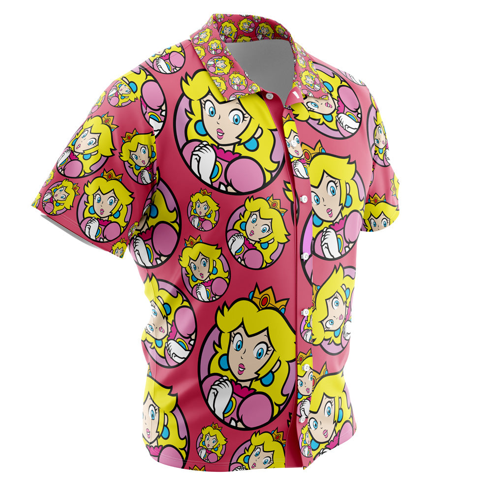 Princess Peach Super Mario Bros Button Up Hawaiian Shirt