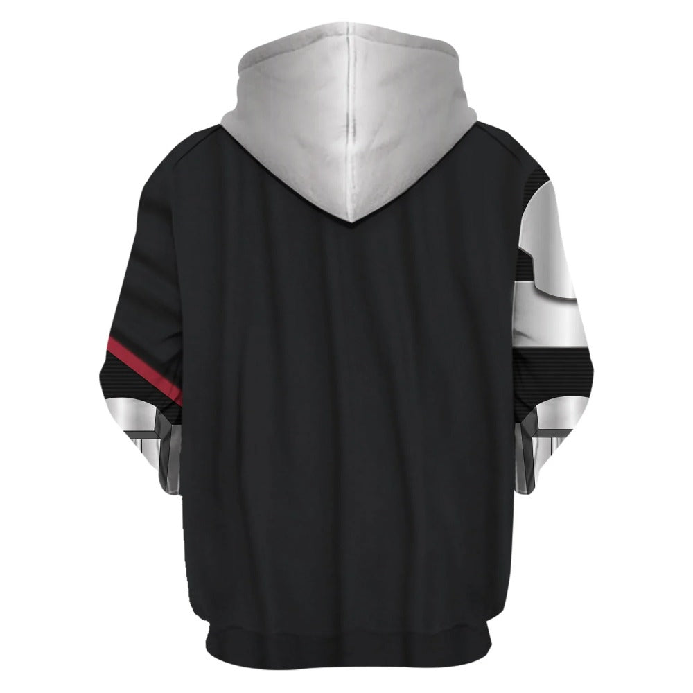 SW Hoodie Captain Phasma’s Armor Costume SW Cosplay T-shirt Black Silver Unisex Adults
