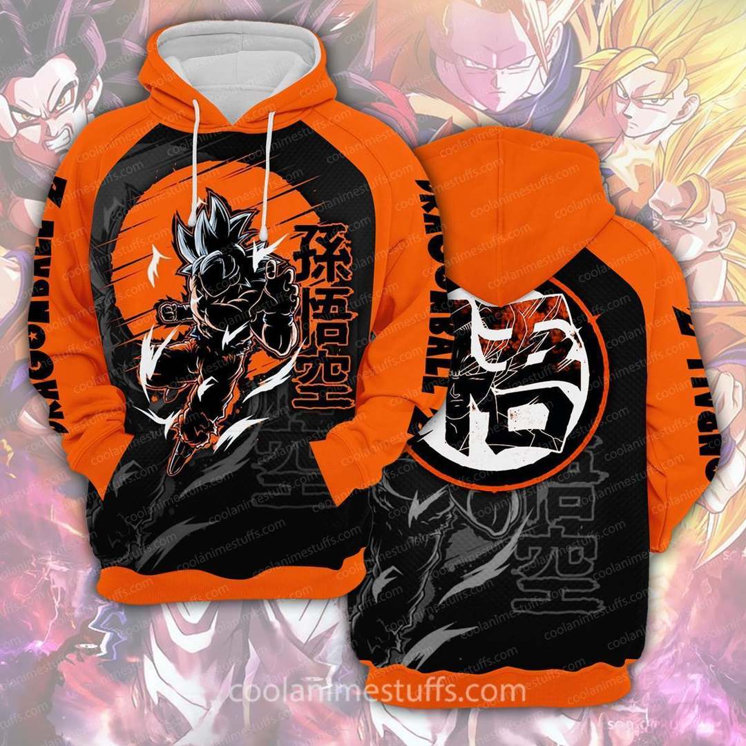 Dragon Ball Hoodie Dragon Ball Goku Silhouette Goku Kanji Logo Orange Hoodie Apparel For Dragon Ball Fan