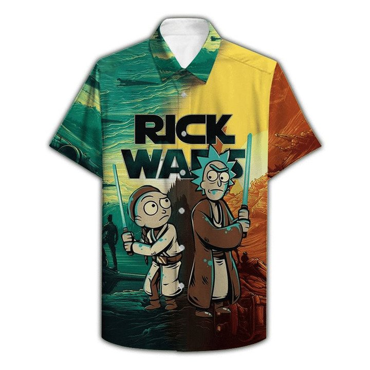 NoClaws Rick and Morty Hawaii Shirt Rick Wars Graphic Aloha Shirt Colorful Unisex Adults New Release