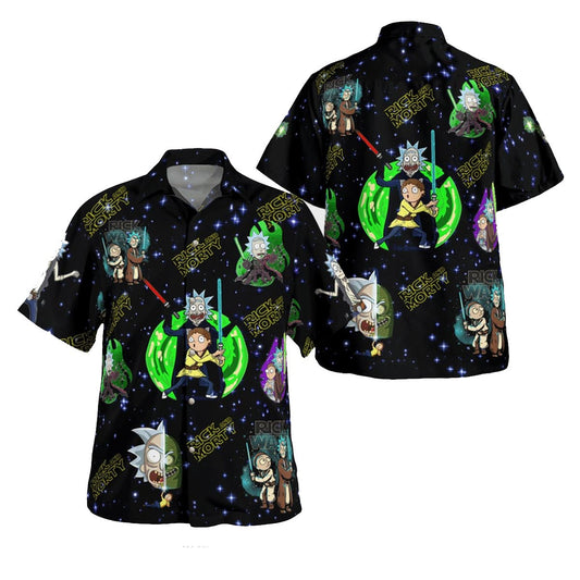 NoClaws Rick and Morty Hawaii Shirt Rick And Morty Cross Over Star Wars Aloha Shirt Colorful Unisex Adults New Release