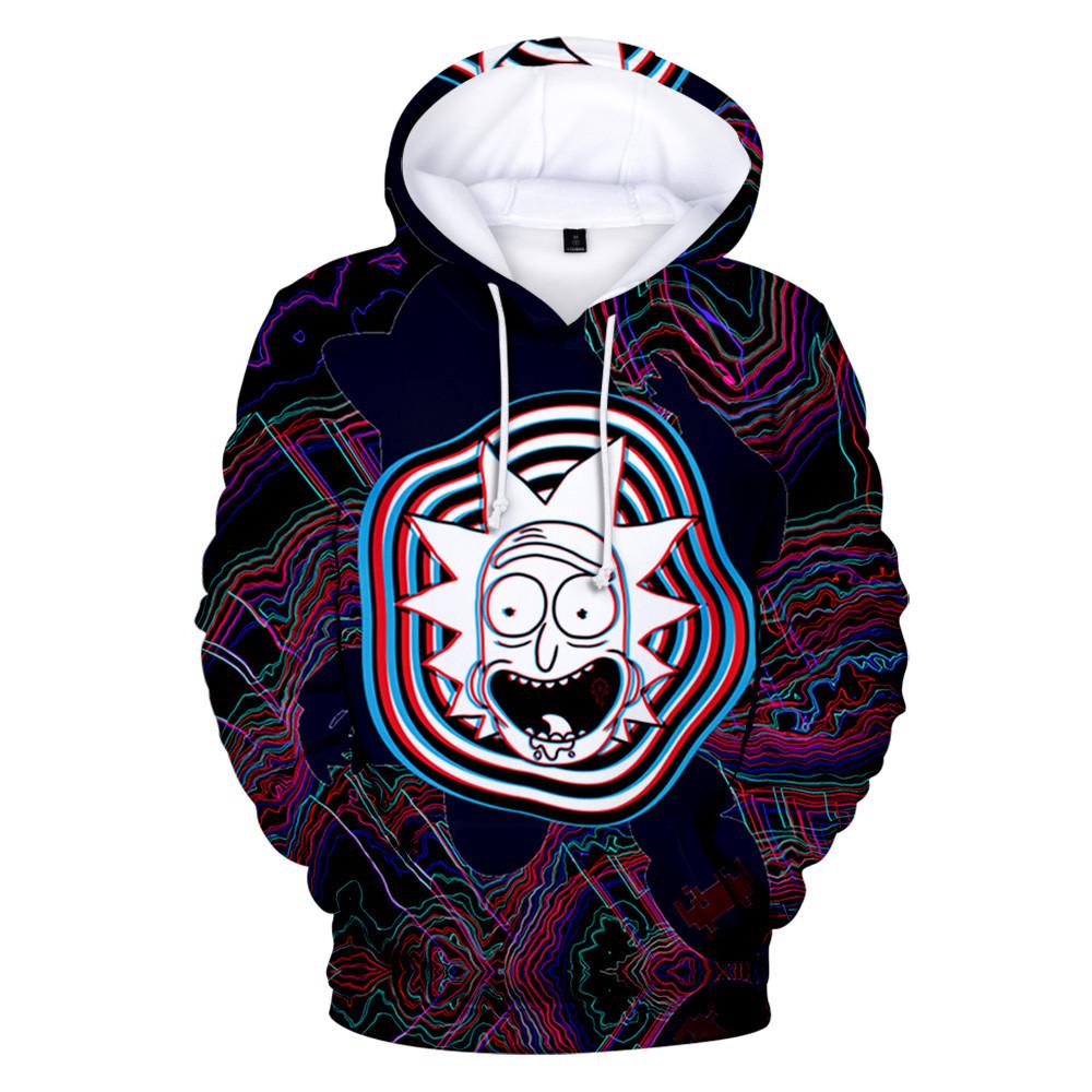 Rick And Morty Hoodie Crazy Rick Illusion Dark Blue Purple Hoodie   For Women Men