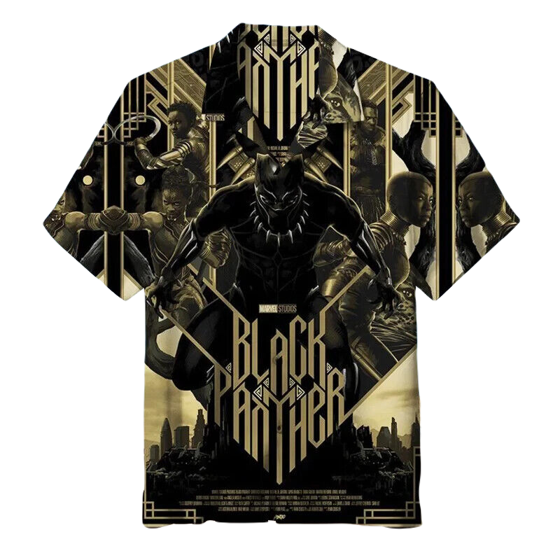 NoClaws Black Panther Hawaii Shirt Marvel Legend Of Black Panther Poster Aloha Shirt Yellow Black Unisex Adults New Release